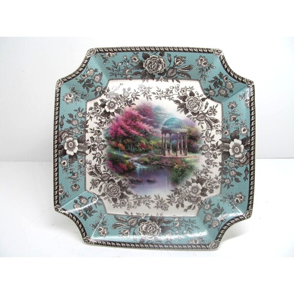 Spode Thomas Kinkade "Pools Of Serenity" 10 3/8" Pedestal Bowl Tray 4 3/4" Tall - Picture 1 of 16